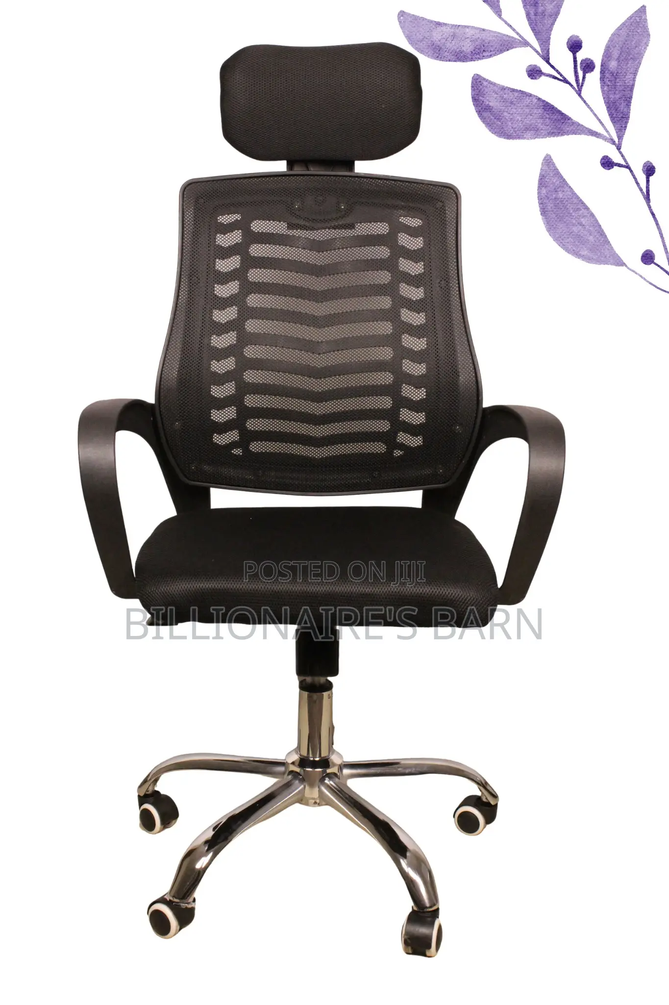 Office Secretarial Mesh Chair /Headrest and Lumbar Support