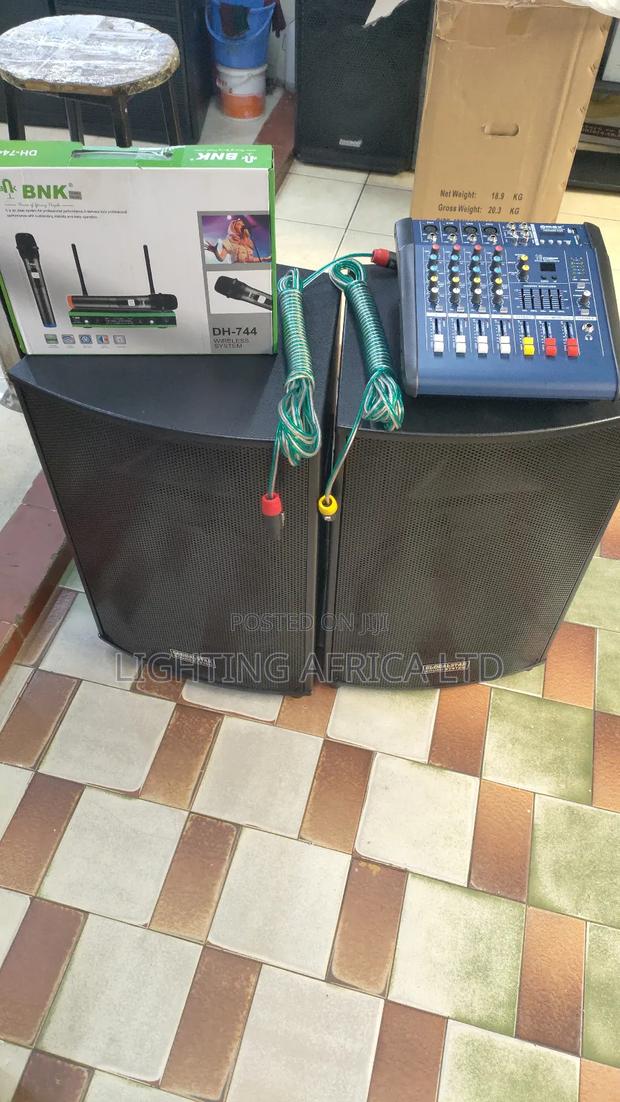 New 4 Channels Max Mixer (2)15" Midrange Speaker - Wireless Microphone