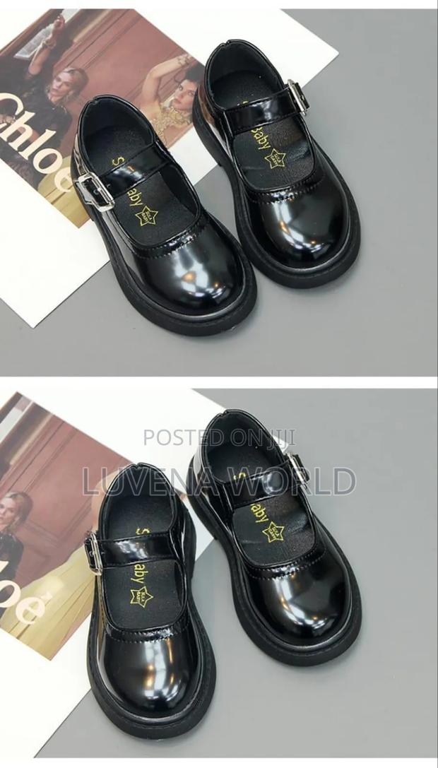 Pure Black Kids Doll Shoes - main view