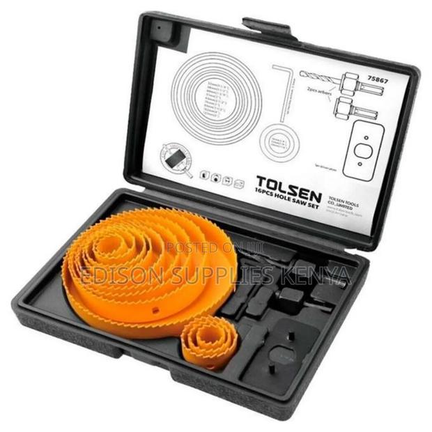 Tolsen Hole Saw Set 16pcs Drill Plywood Drywall Wood Plastic - thumbnail 2
