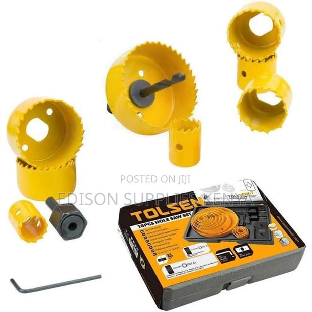 Tolsen Hole Saw Set 16pcs Drill Plywood Drywall Wood Plastic - thumbnail 3