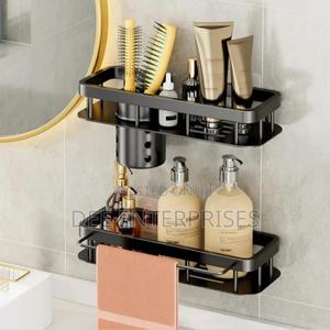 2 PCS Aluminum Alloy Rectangular Shelf With Towel Holder - main view