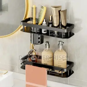 2 PCS Aluminum Alloy Rectangular Shelf With Towel Holder