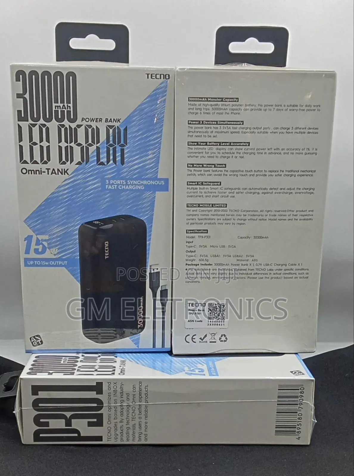 Tecno Omni Tank Powerbank 30000mah.