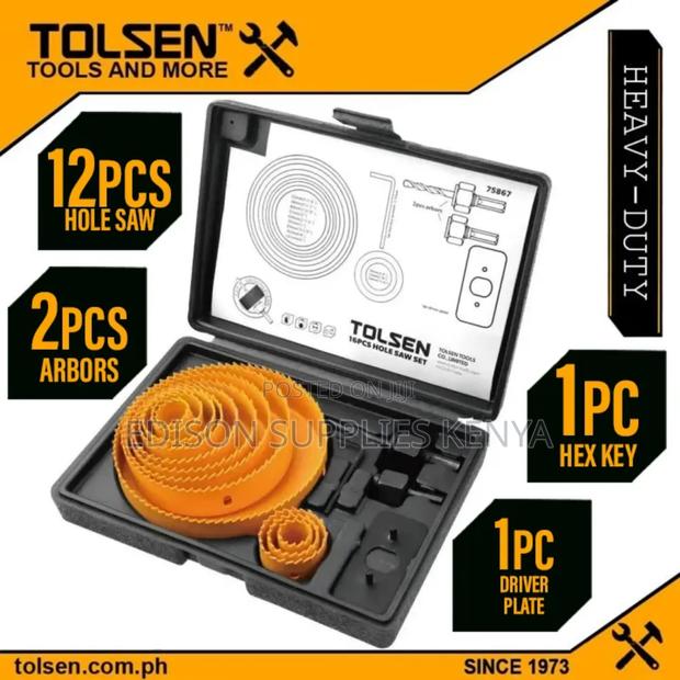 Tolsen Hole Saw Set 16pcs Drill Plywood Drywall Wood Plastic - main view
