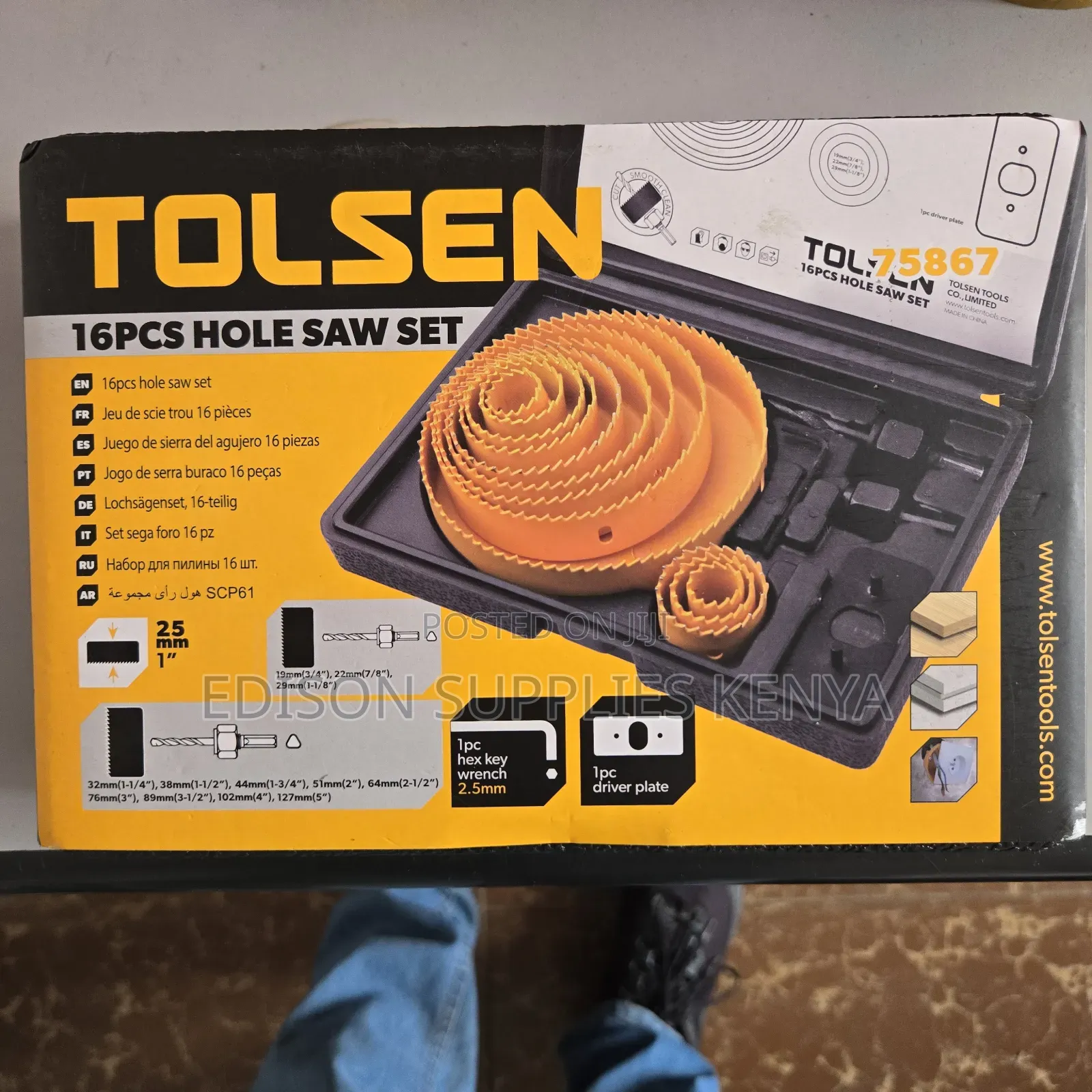 Tolsen Hole Saw Set 16pcs Drill Plywood Drywall Wood Plastic