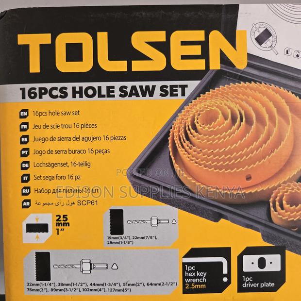 Tolsen Hole Saw Set 16pcs Drill Plywood Drywall Wood Plastic - thumbnail 8