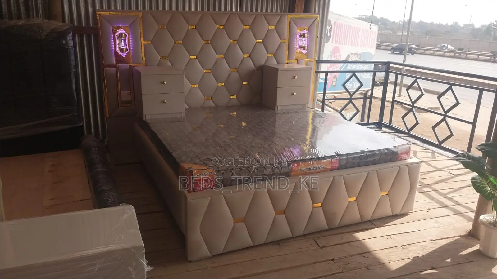 Sturdy 6 by 6 Modern Extended Bed With Led Lights