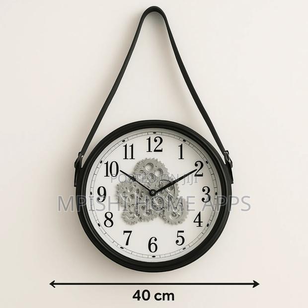 Strap Wall Clock 40cm Black White - thumbnail 2