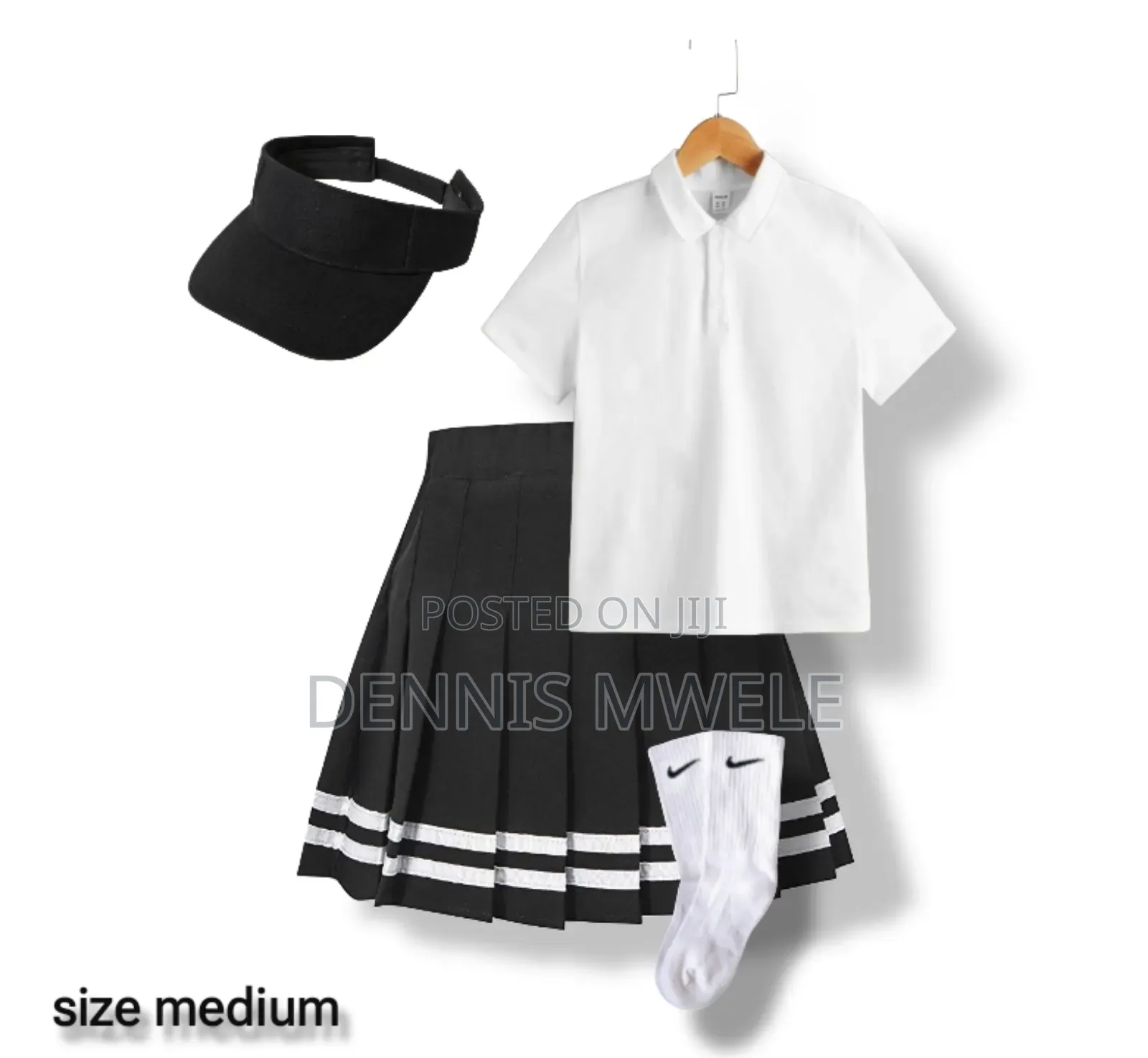 Trendy Nike-Inspired Polo, Pleated Skirt, Visor Socks