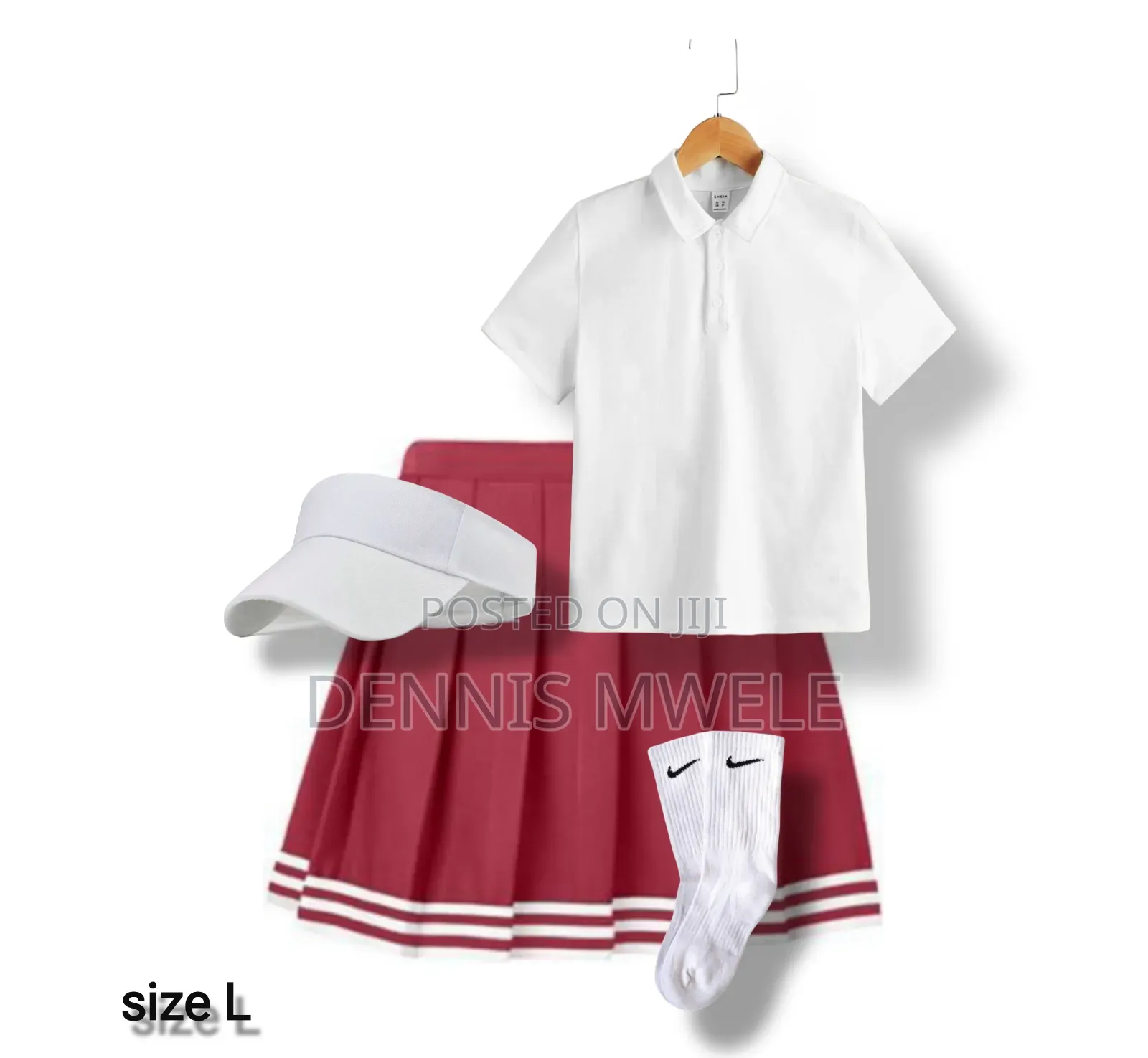 Trendy Nike-Inspired Polo, Pleated Skirt, Visor Socks