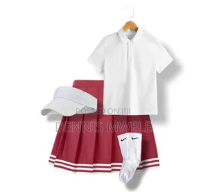 Trendy Nike-Inspired Polo, Pleated Skirt, Visor Socks