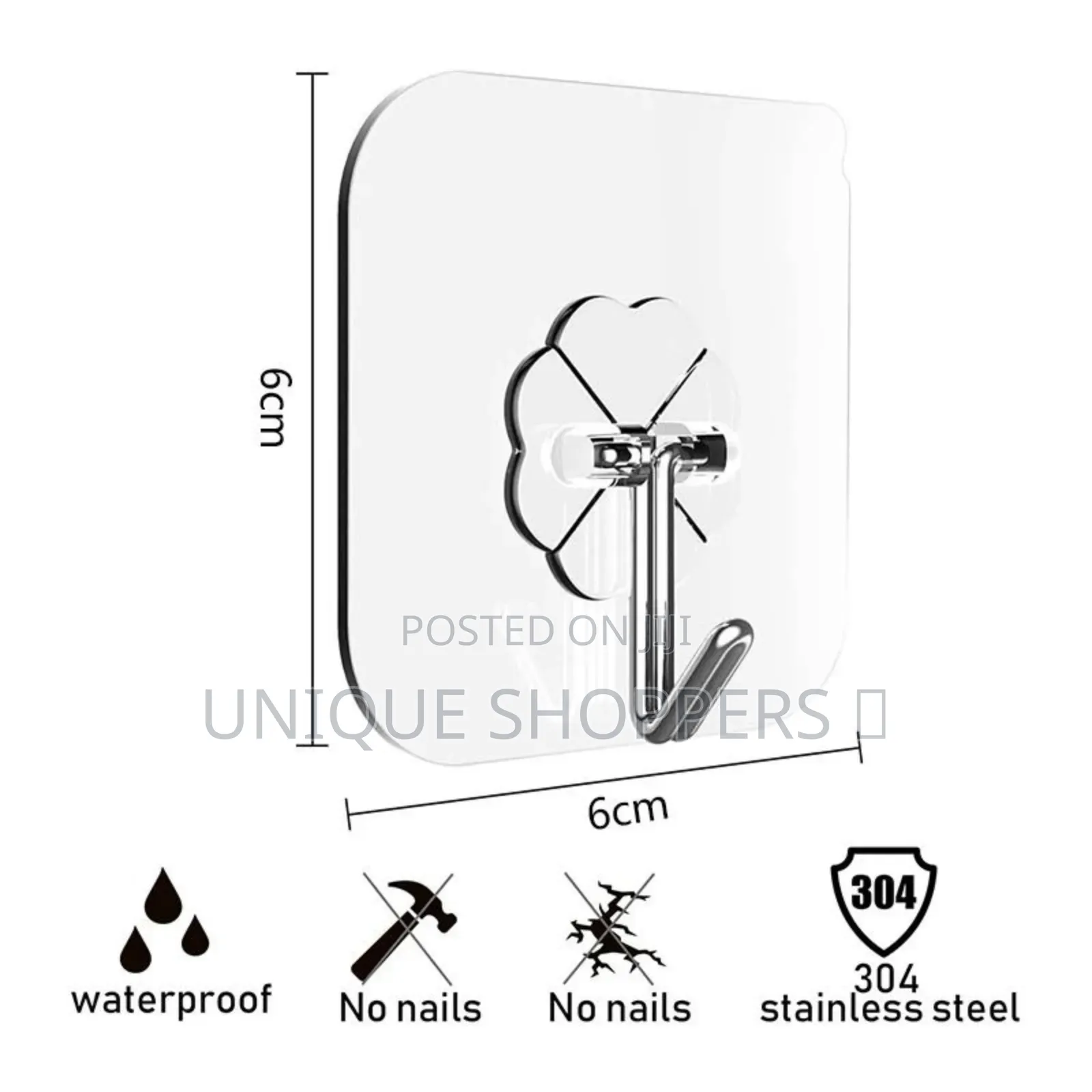 10pcs Transparent Stainless Steel Strong Self Adhesive