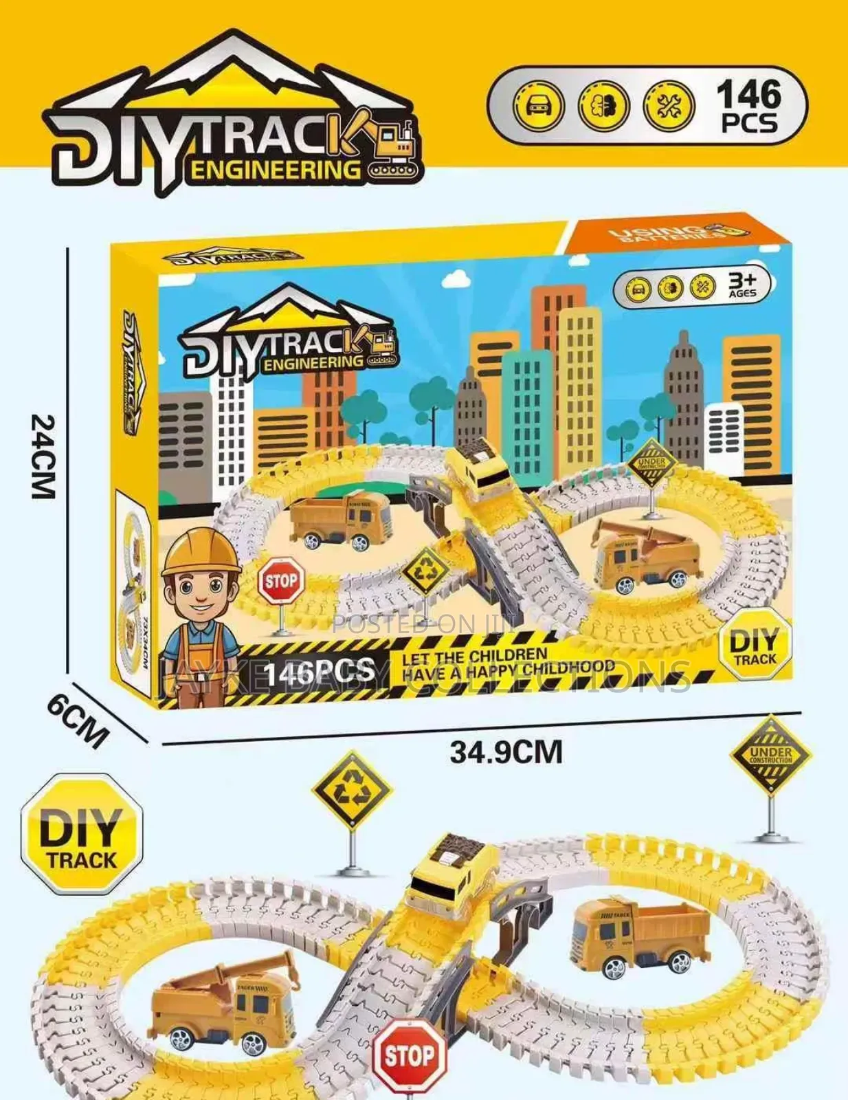 146pcs Diy Rail Track Toy Set – Stem Car Play for Kids