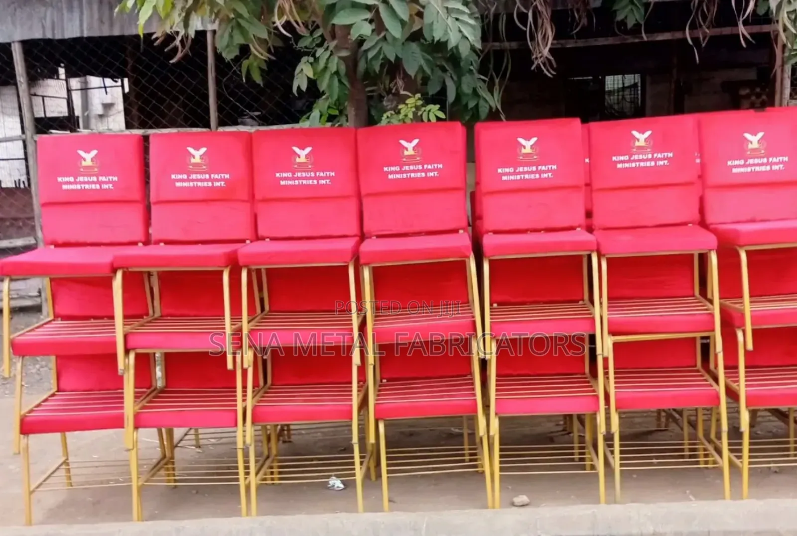 Church Chairs With Logo and Gold Frame