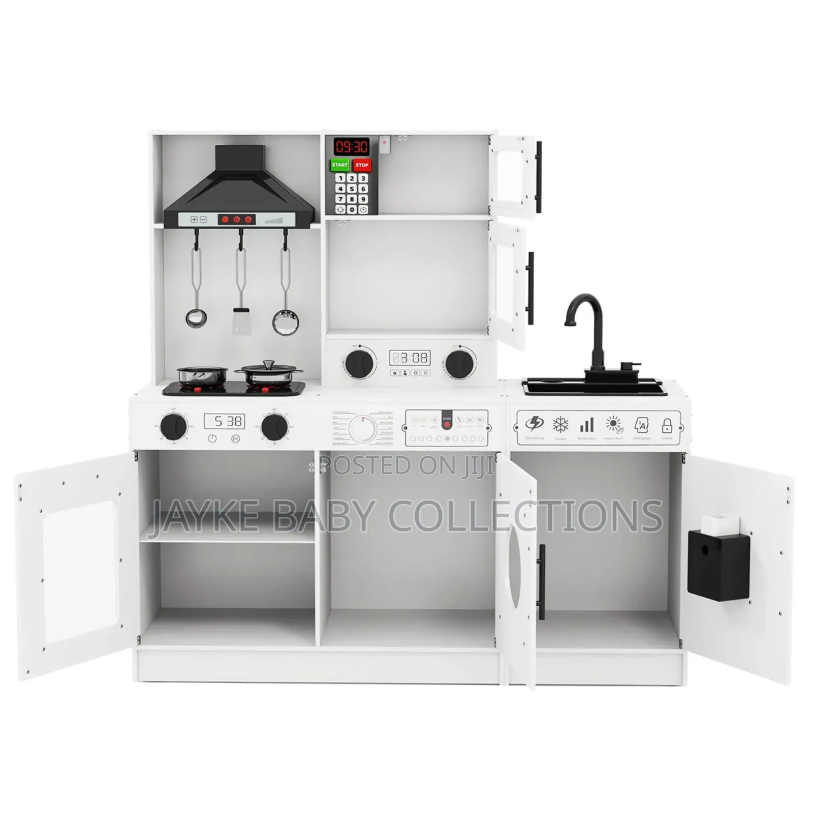 White Wooden Kids Kitchen Set With Water Lights