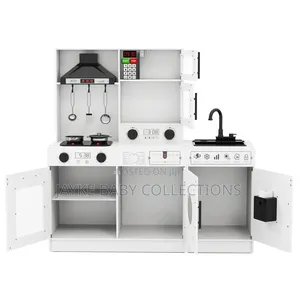 White Wooden Kids Kitchen Set With Water Lights