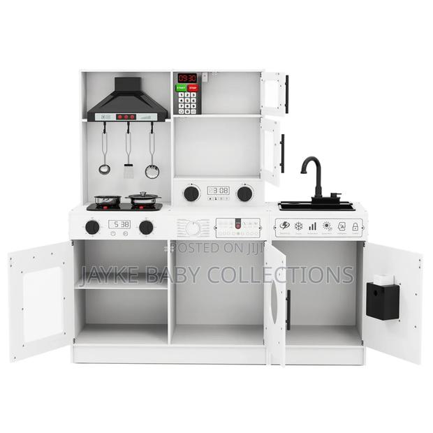 White Wooden Kids Kitchen Set With Water Lights - thumbnail 2