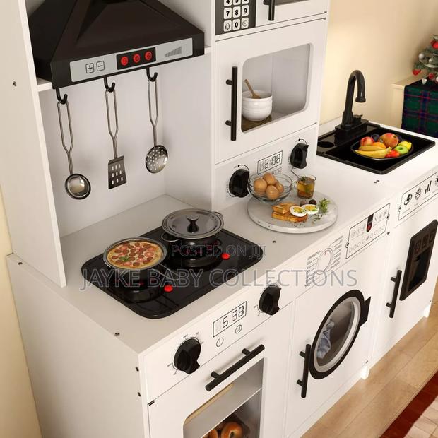 White Wooden Kids Kitchen Set With Water Lights - thumbnail 6