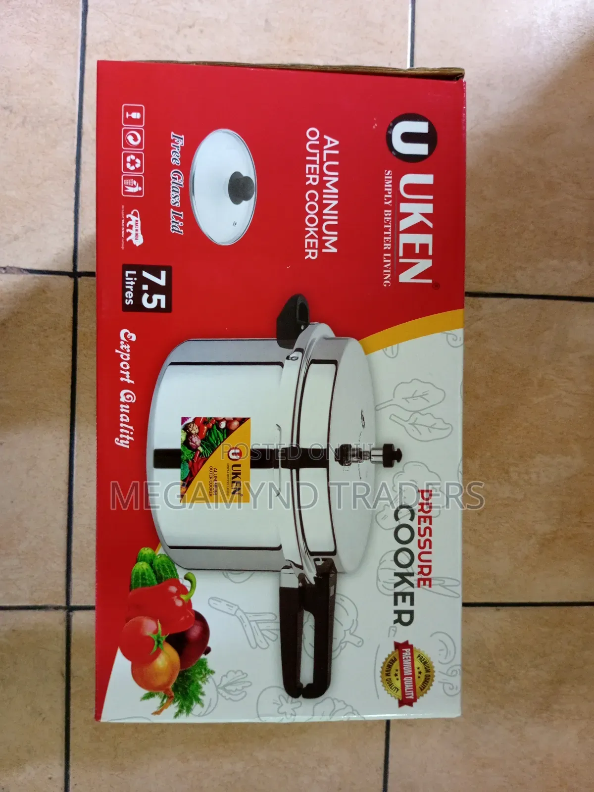 7.5 LTR Pressure Cooker/Uken Aluminium Pressure Cooker 7.5l
