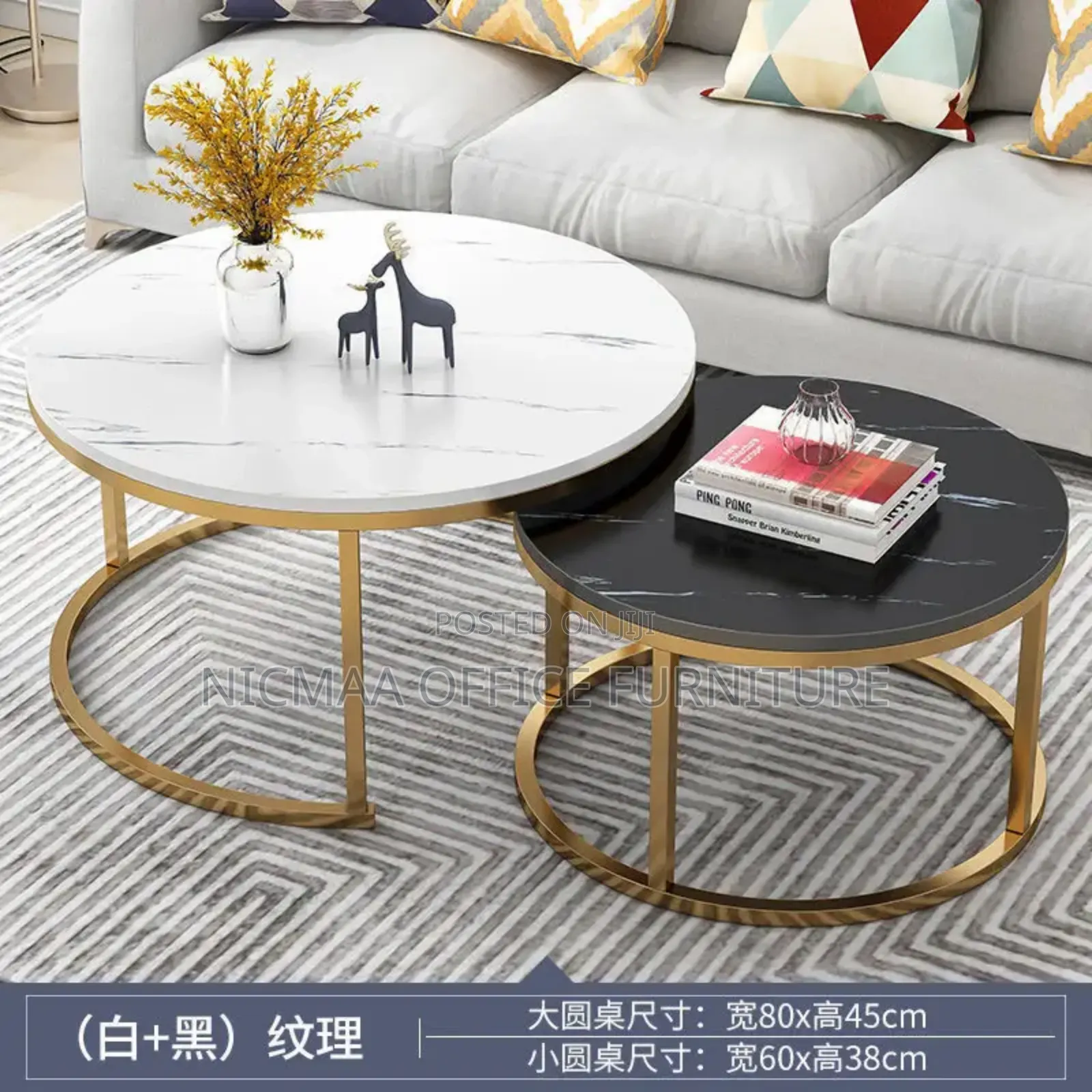 Marble Effect: Black Nesting Coffee Table