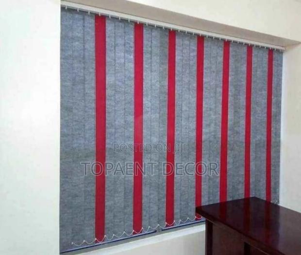 Red and Grey Perfect Fit Vertical Office Blinds - main view