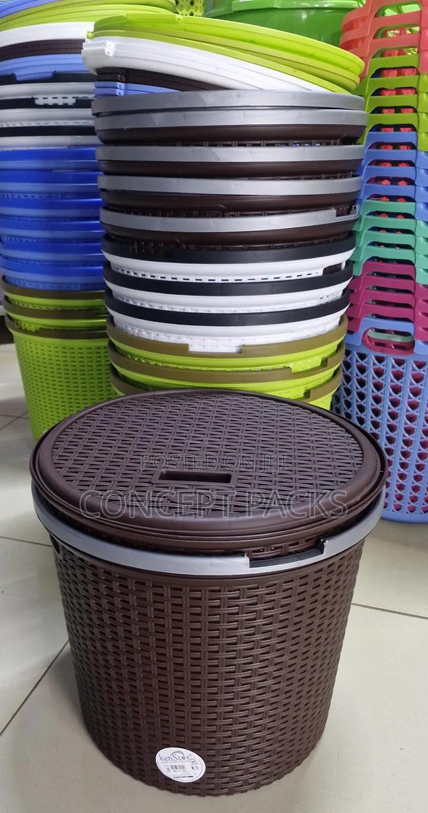Brown Modern Bamboo Laundry Basket - main view