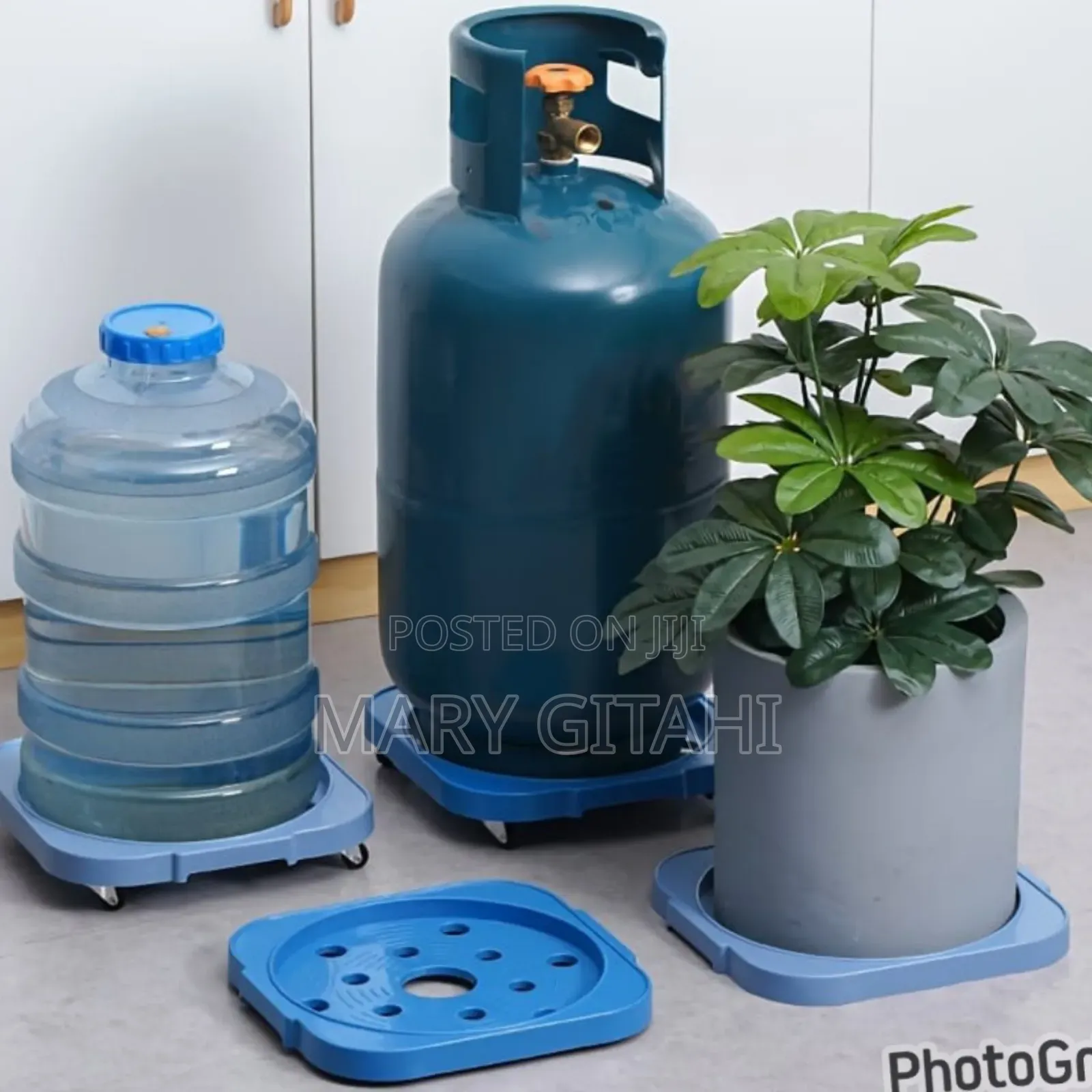 4 Wheels Plastic Tray Type Gas Cylinder Trolley Stand