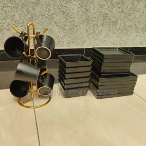24 Pieces European Style Black Dinner Set