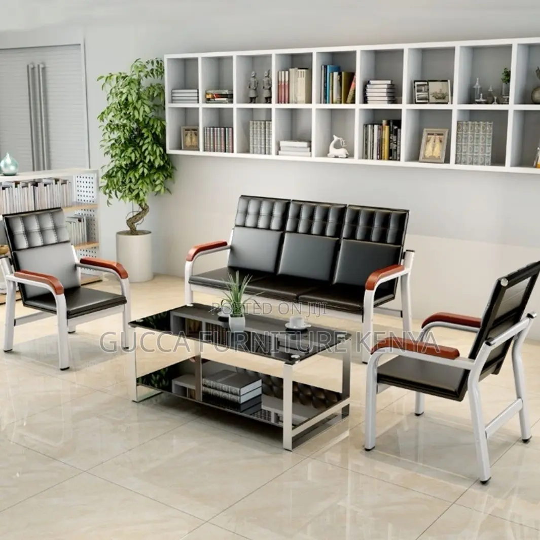 Office Chair:Modular Executive Leather Sofa-Steel Frame