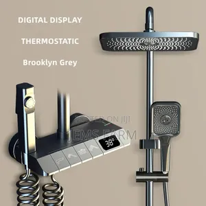 Digital Display Piano Shower System 4 Gear Thermostatic Set