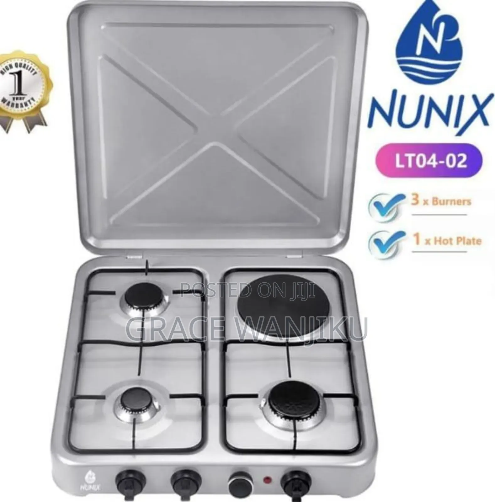 Nunix Table Top Cooker 3 Gas + 1 Electric Burner*