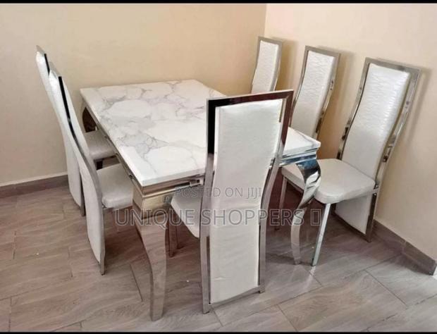 Grey Pure Marble Top 6 Seater Dining Table at 79999 - main view