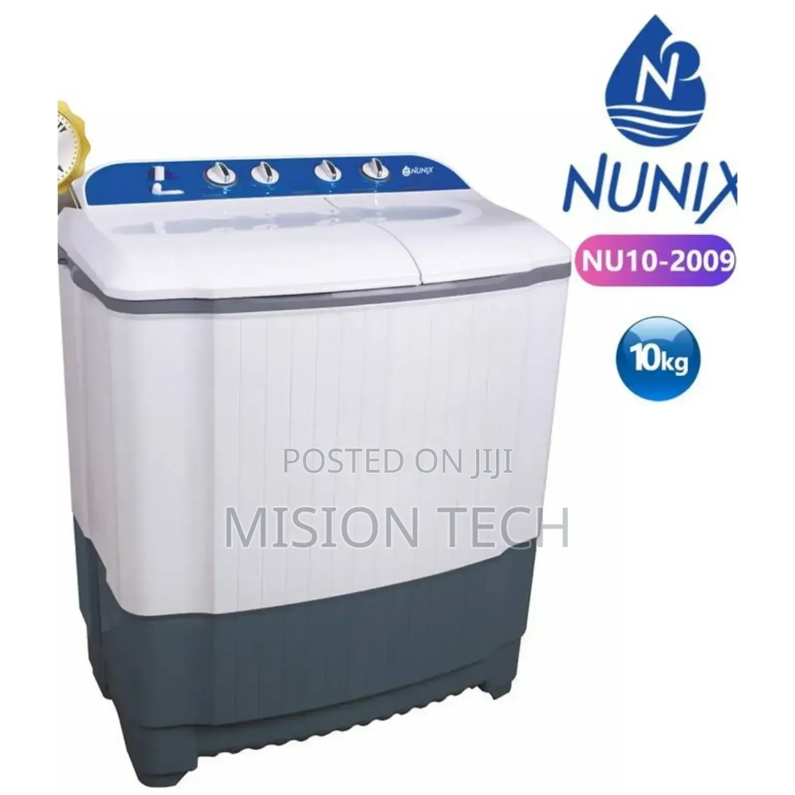 Nunix Nu10-2009 Twin Tub Semi Automatic Washing Machine 10kg