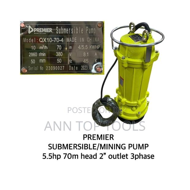 Premier 3 Phase 5.5hp 70mtrs Submersible/Mining Pump