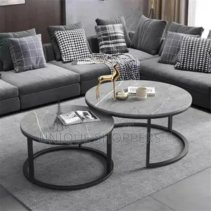 Pure Marble Nesting Stool 2pc Set With Black Stands