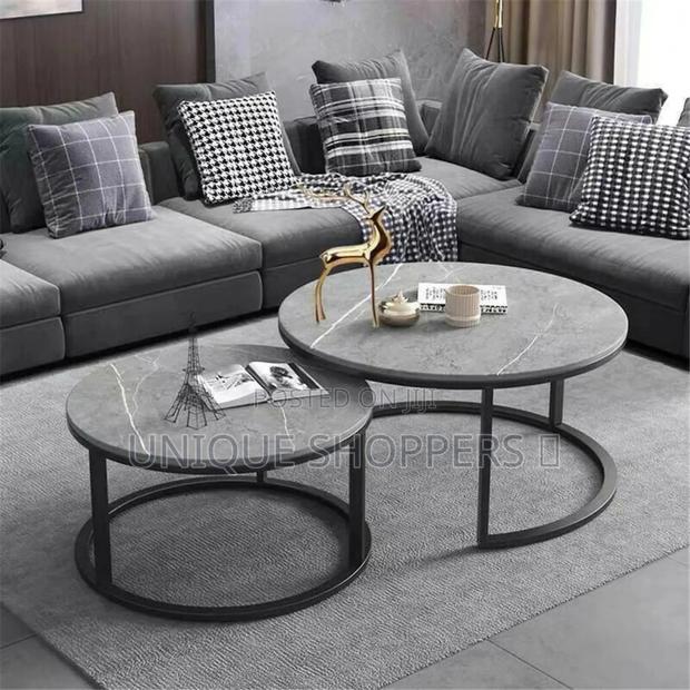 Pure Marble Nesting Stool 2pc Set With Black Stands