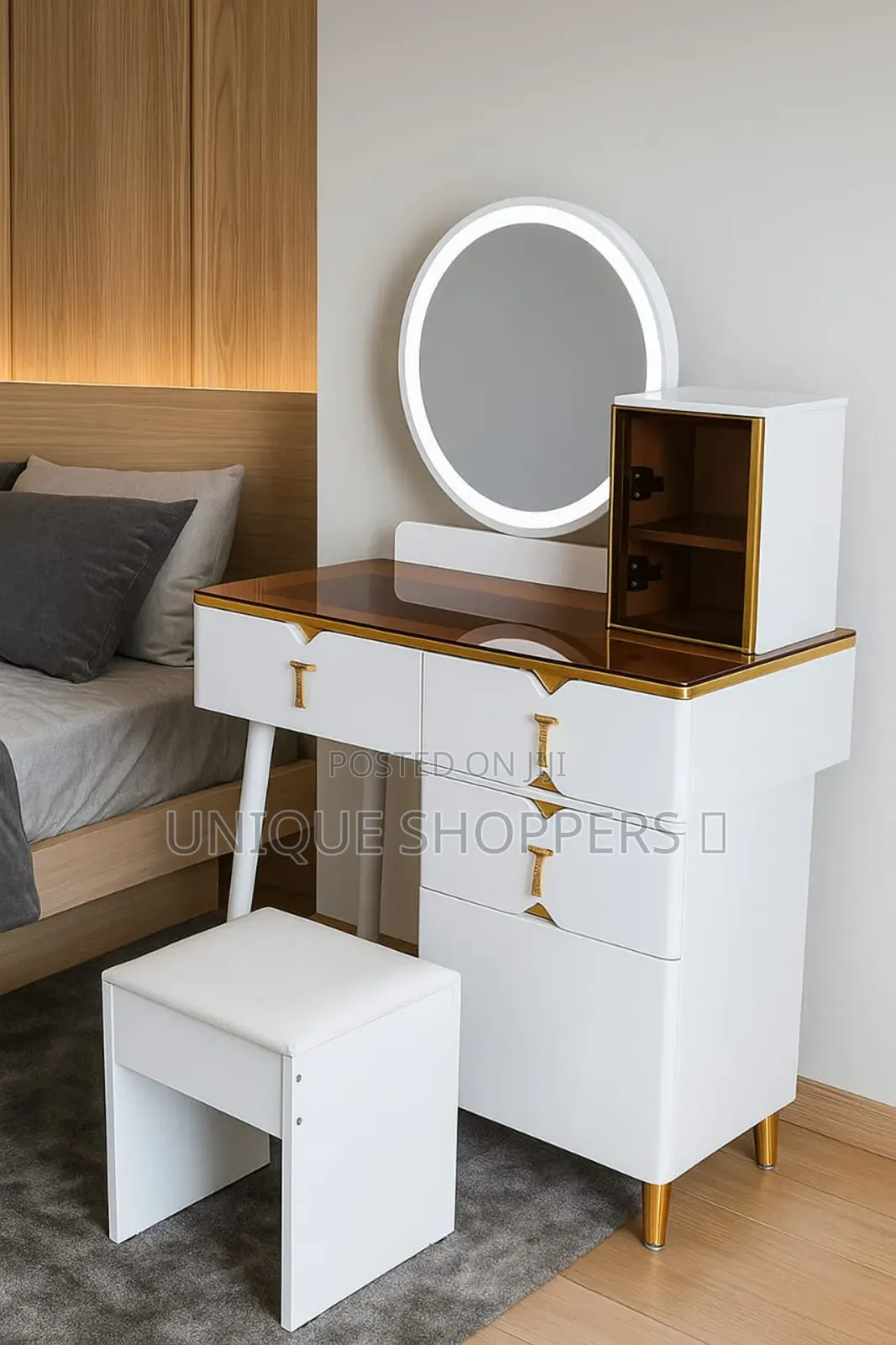Retractable Dressing Table With Led Light