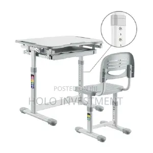 Screw-Locking Height Adjustable Kids Desk and Backrest Chair