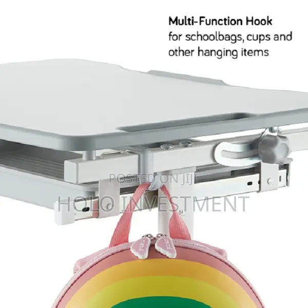 Screw-Locking Height Adjustable Kids Desk and Backrest Chair