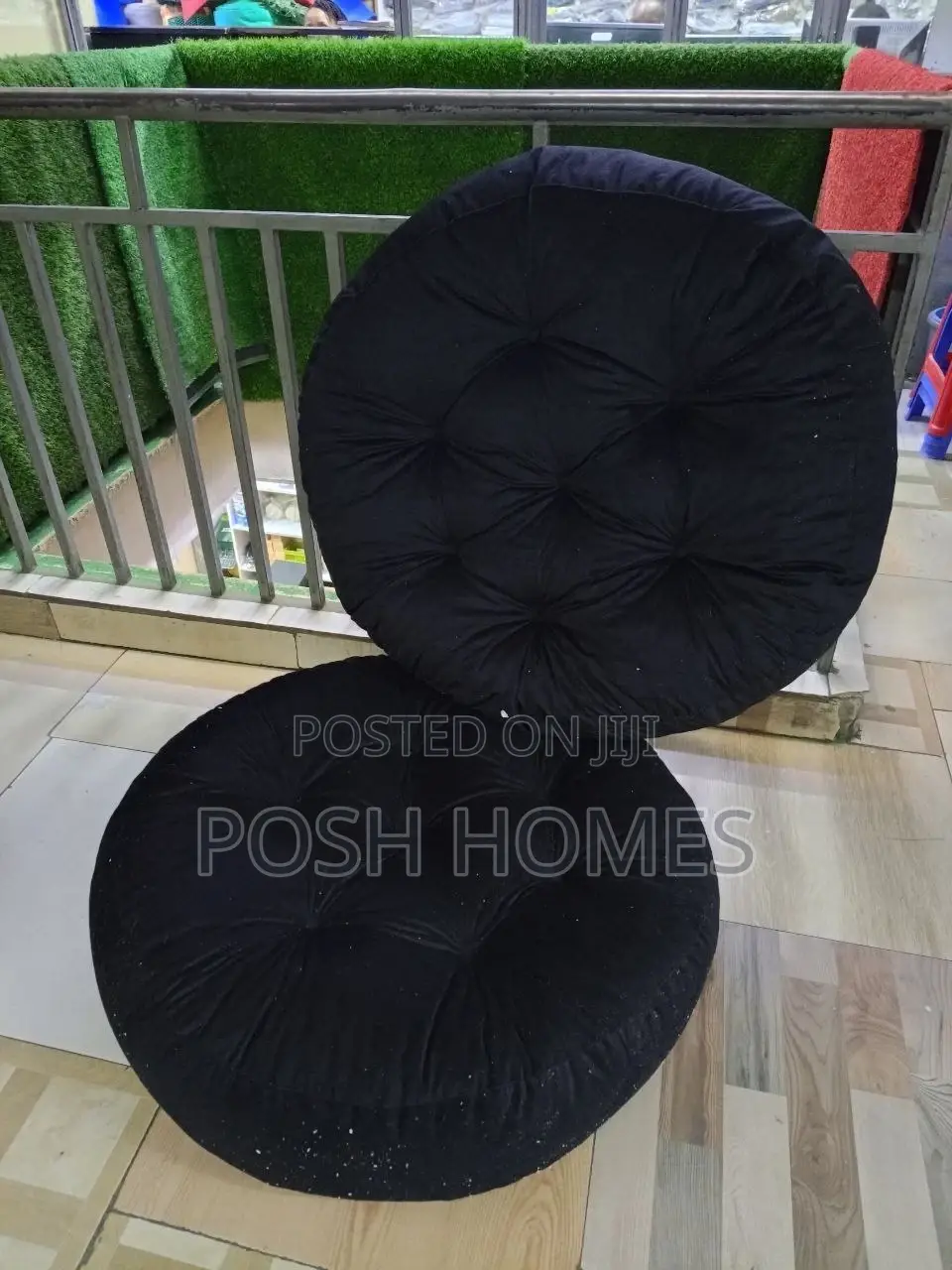 Black Round Portable Bean Bag