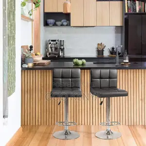 Office Chair ; Black Modern Leather Bar Stool