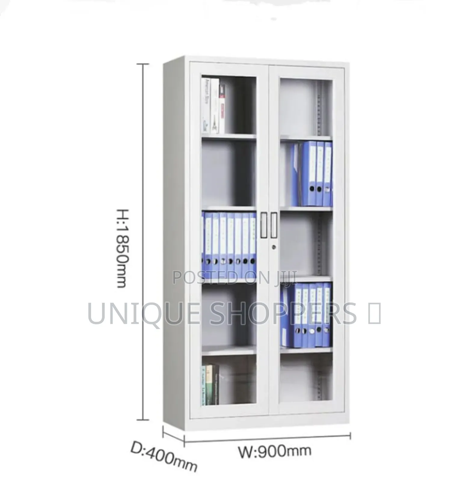 Quality Metallic Office Cabinet in Full Glass Doors