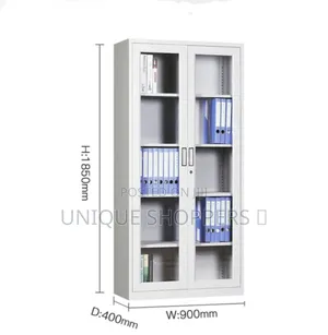 Quality Metallic Office Cabinet in Full Glass Doors