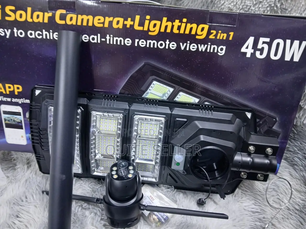 Ai Solar Streetlight 450w+V380pro Survelliance 4g Simcard