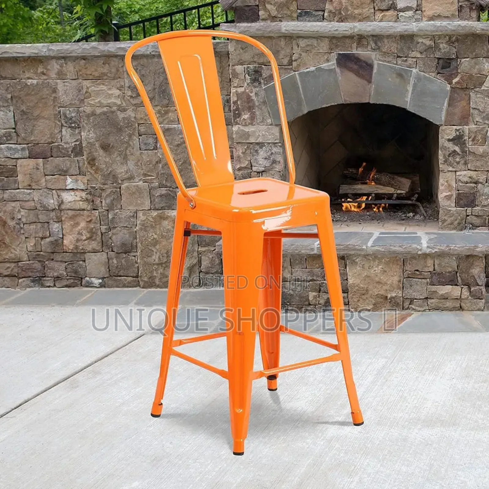 Metallic Bistro Kitchen Island Stools With Backrest
