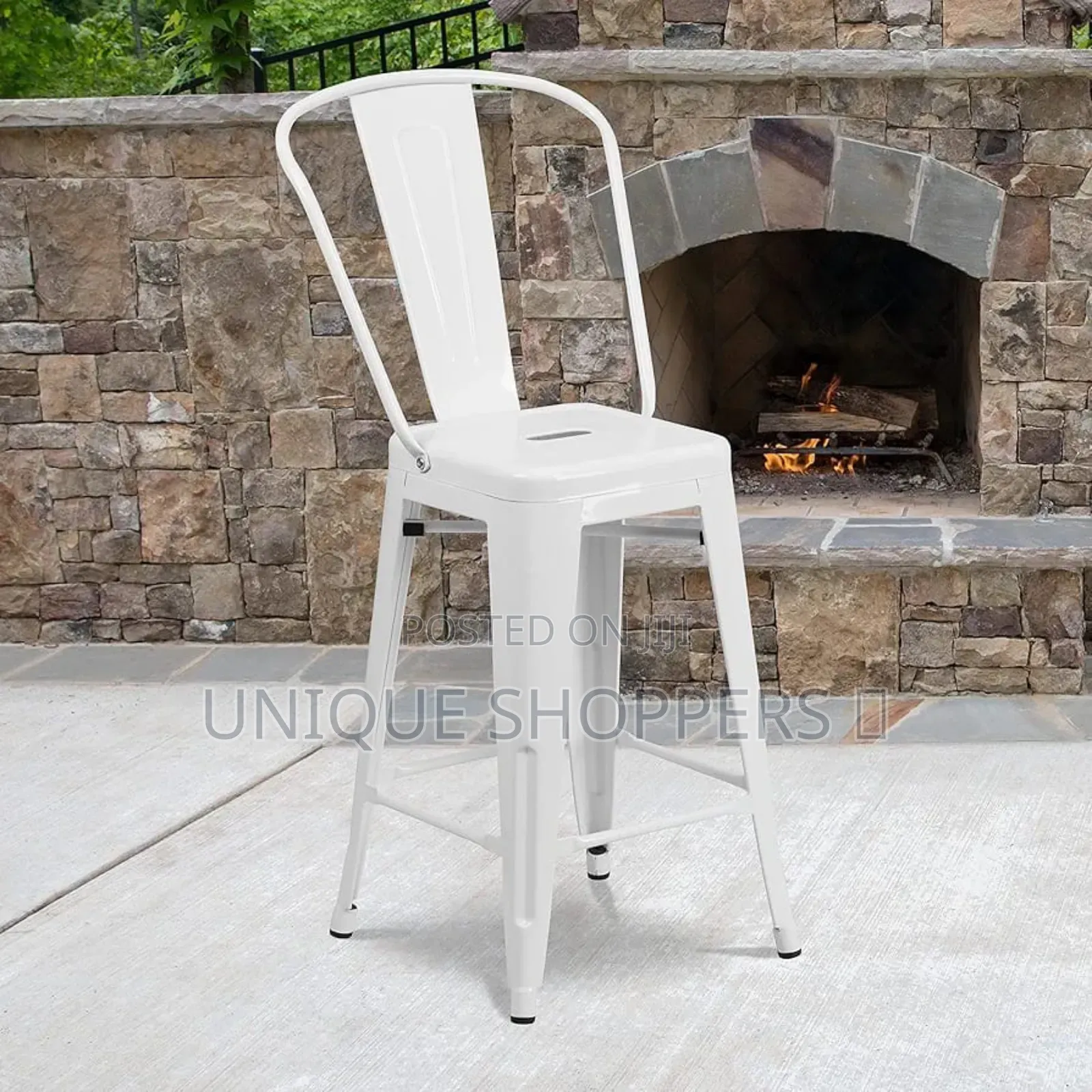Metallic Bistro Kitchen Island Stools With Backrest