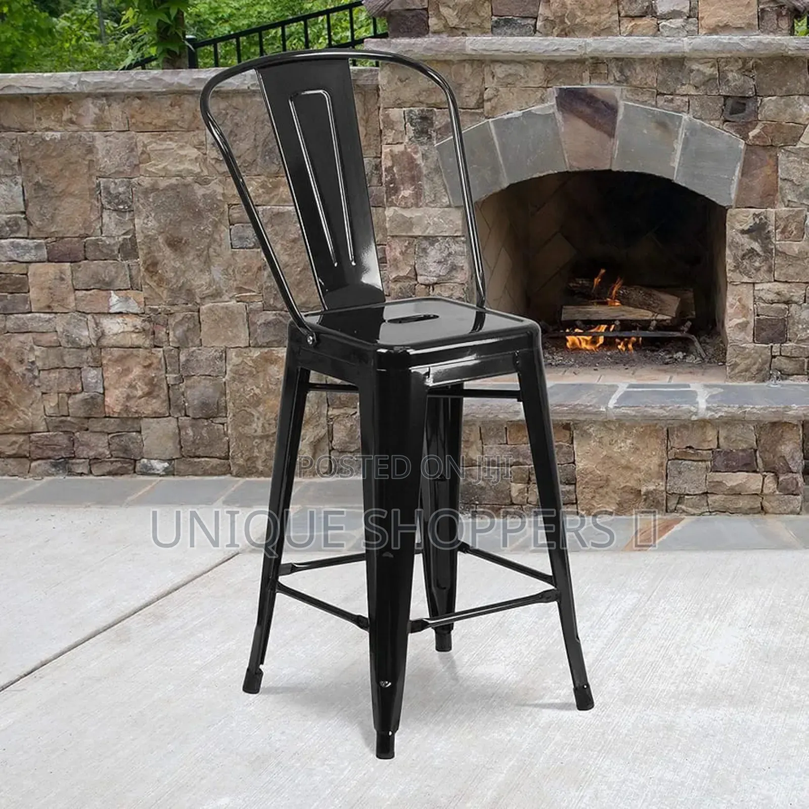 Metallic Bistro Kitchen Island Stools With Backrest