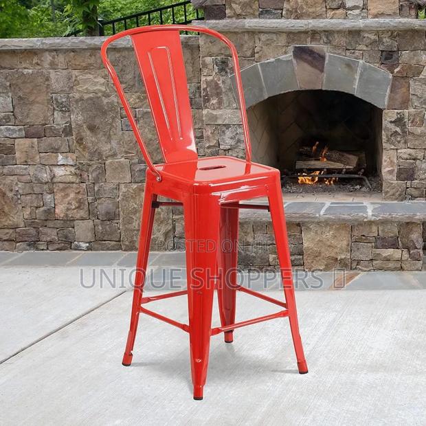 Metallic Bistro Kitchen Island Stools With Backrest - thumbnail 6