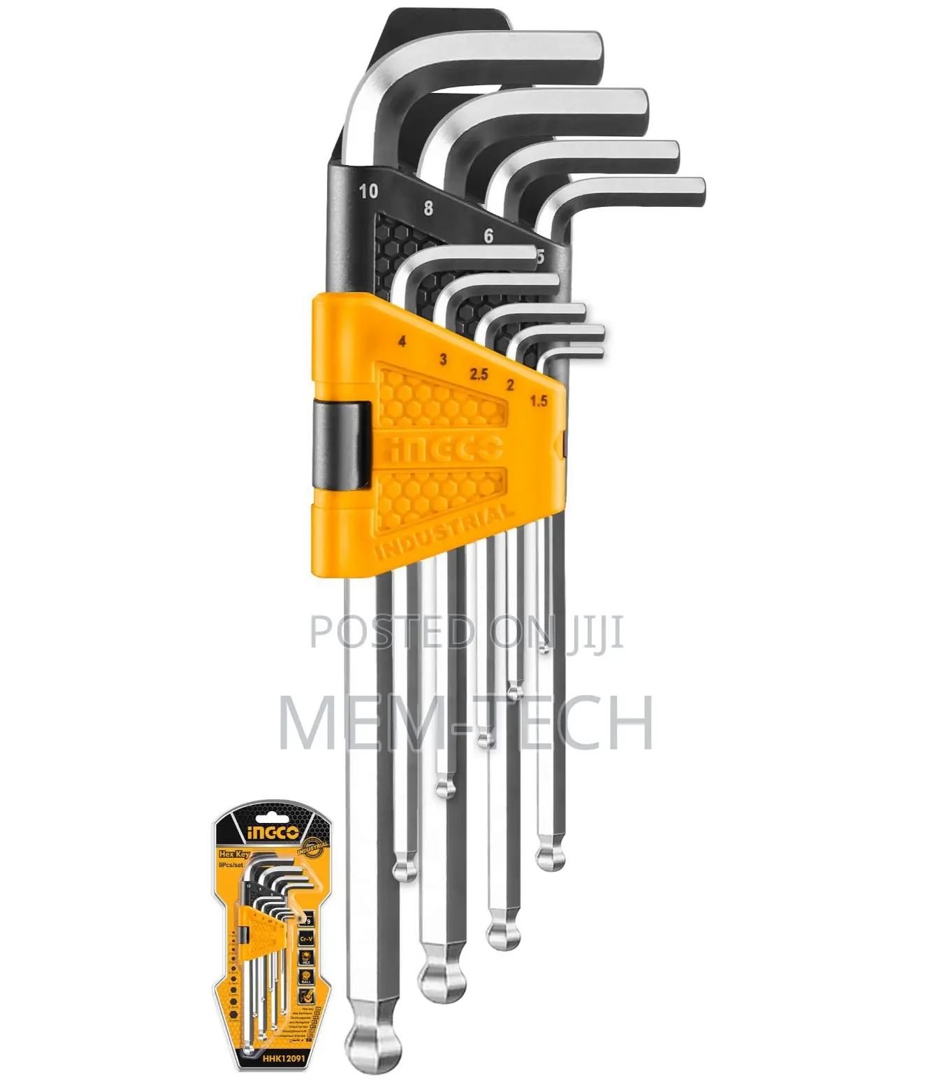 Ingco Hhk12091 "9pcs Ball Point Hex Key Set
Material:Cr-V